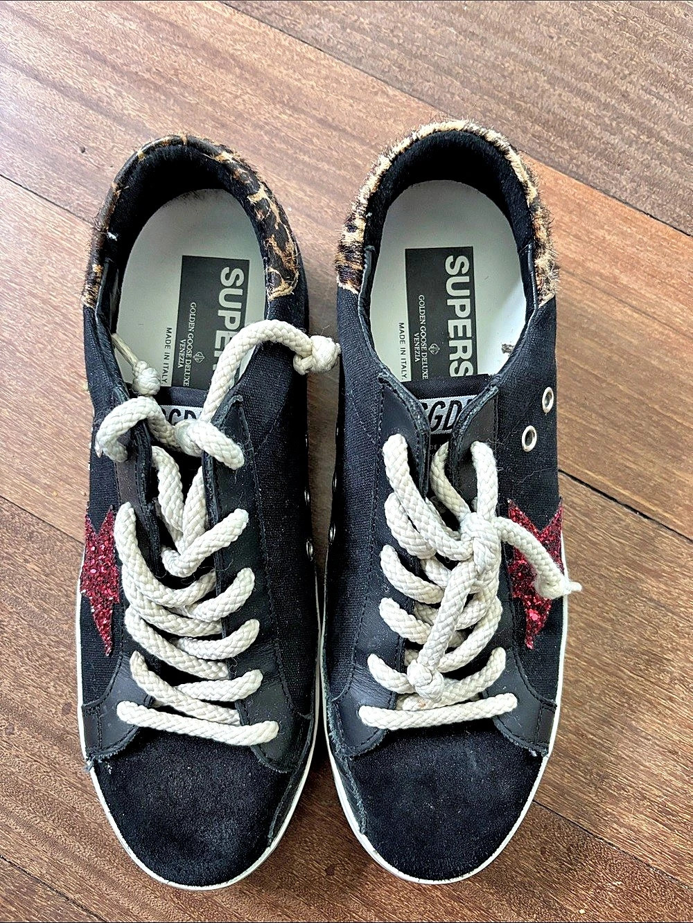 Golden Goose Super-Star Black Red Star Sneakers